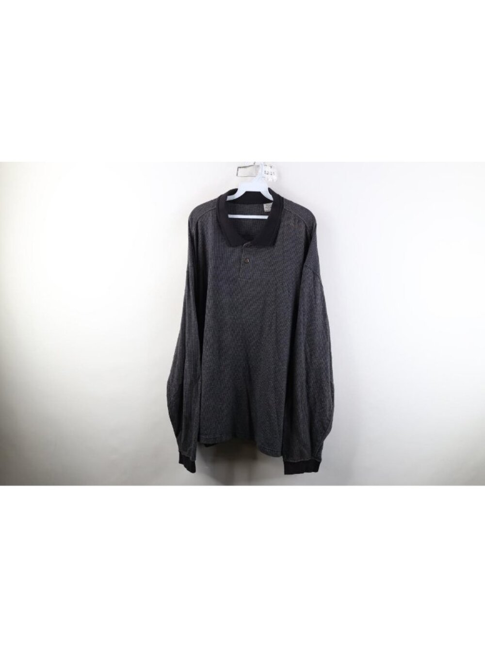 Vintage 90s Streetwear Mens 4XL Faded Houndstooth Knit Long Sleeve Rugby Polo